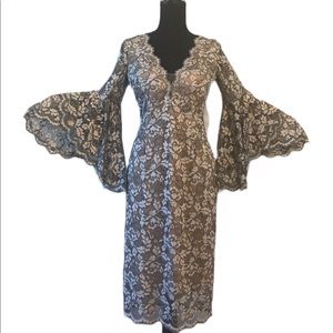 Betsy & Adam Beaded Lace Bell Sleeve Dress